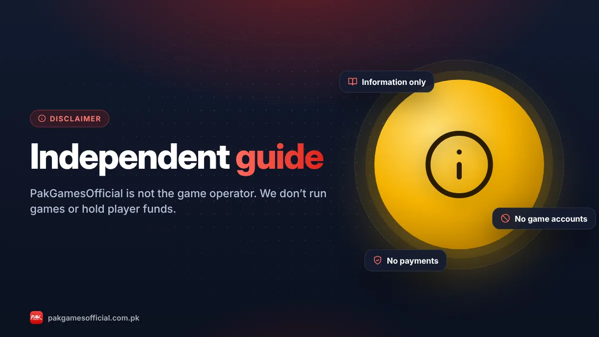 Independent guide notice for PakGamesOfficial