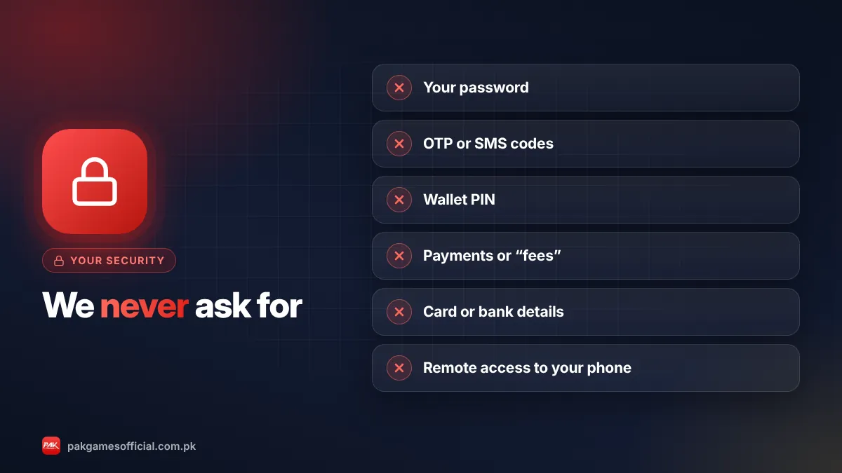We never ask for passwords or OTP notice