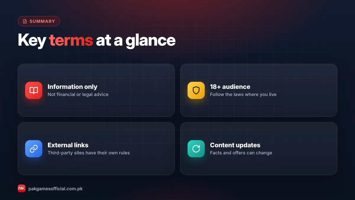 Key terms summary for using PakGamesOfficial